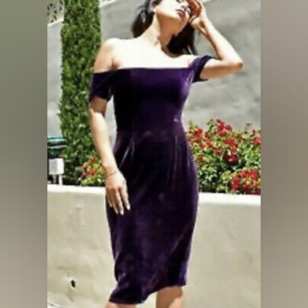 BCBGMaxarzia | NWT Kerry Off The Shoulder Velvet Dress Plum Size 4